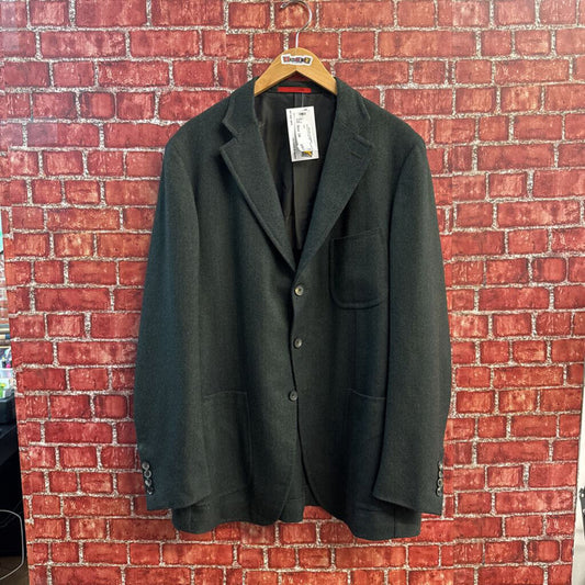 Isaia Napoli Green Herringbone Sport Coat Size 44R