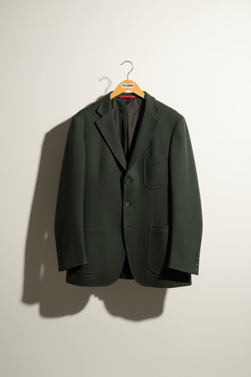 Isaia Napoli Green Herringbone Sport Coat Size 44R