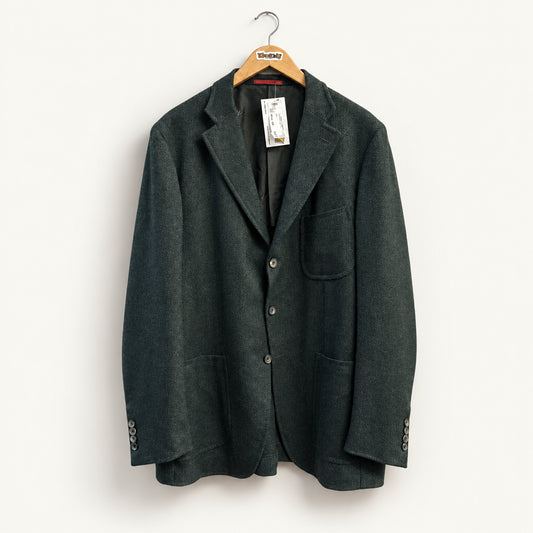 Isaia Napoli Green Herringbone Sport Coat Size 44R