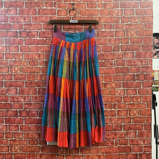 Liz Claiborne Midi Skirt Checker Red/Teal/Multi Size 4