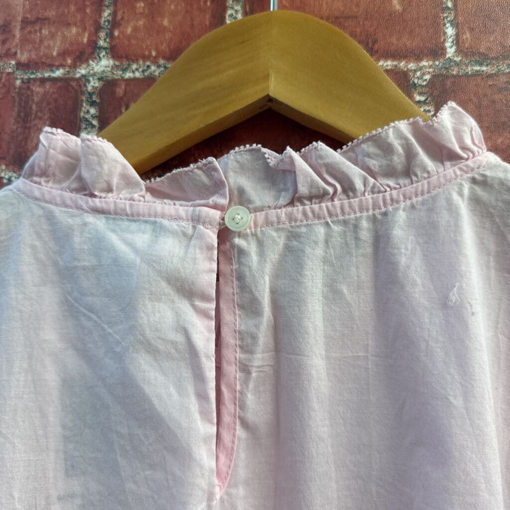 J Crew Blouse Cap Sleeve Mock Neck Eyelet Pink Size M