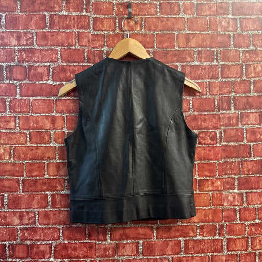Banana Republic Leather Vest Double Buttons Black Size 6