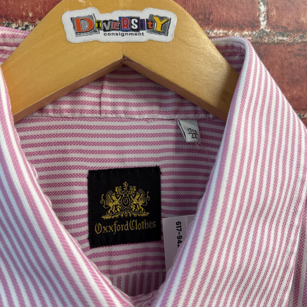 Oxxford Clothing Button Up Striped Red/White