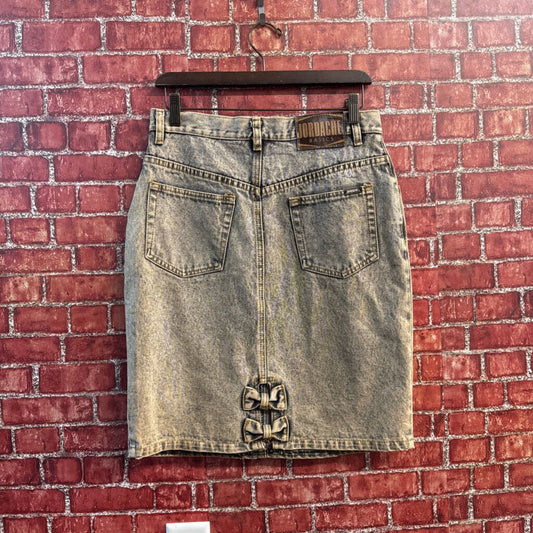 Jordache Vintage Faded Brown Denim Mini Skirt Size 29