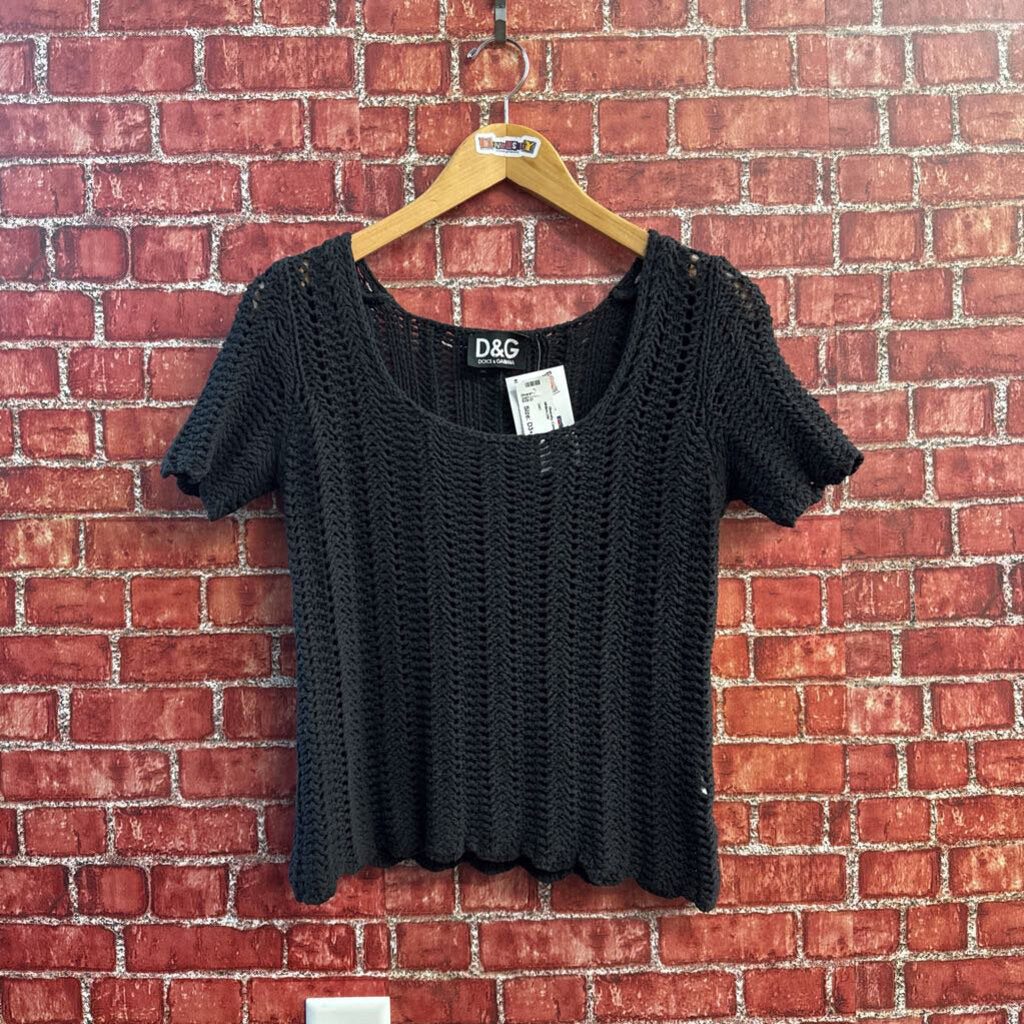 Dolce & Gabbana Vintage Top Wide Knit Black