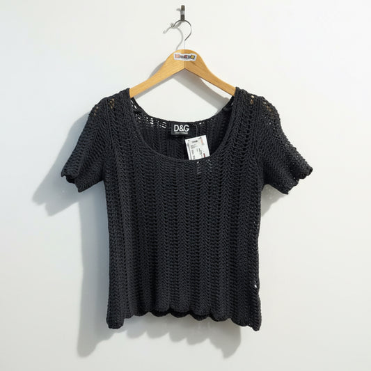 Dolce & Gabbana Vintage Top Wide Knit Black