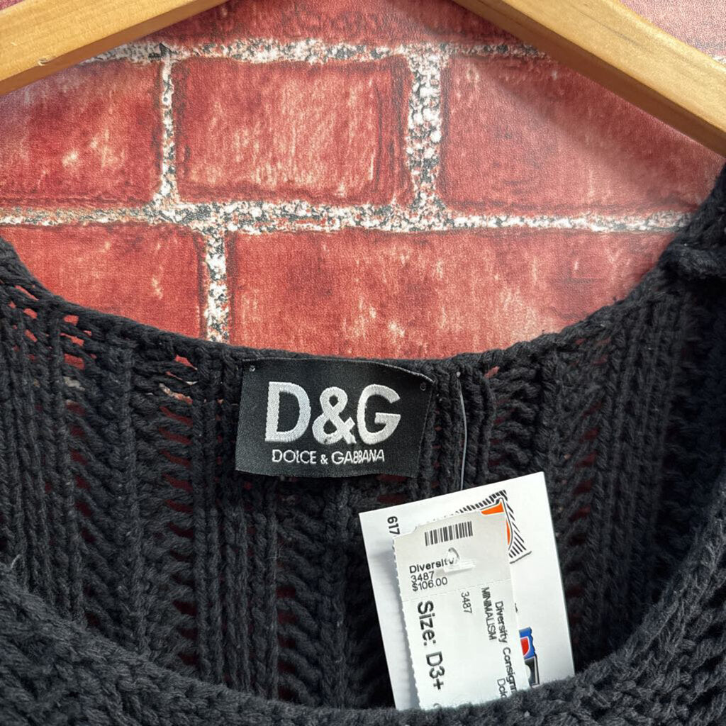 Dolce & Gabbana Vintage Top Wide Knit Black