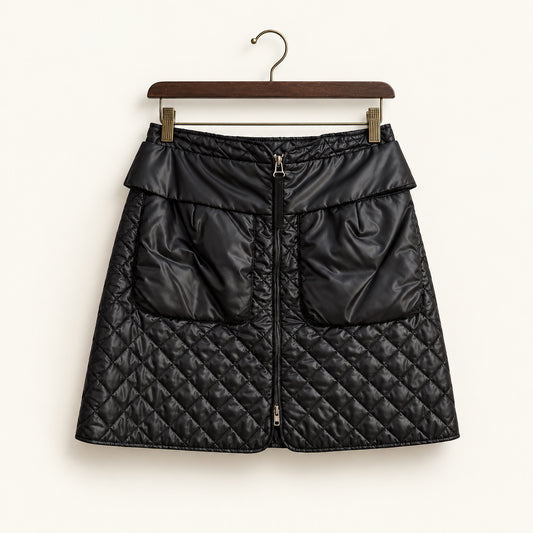 Helmut Lang Mini Skirt Quilted Front Zip Black