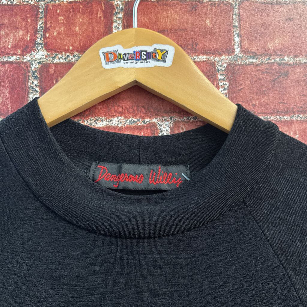 Black mock neck short sleeve shirt, additional view