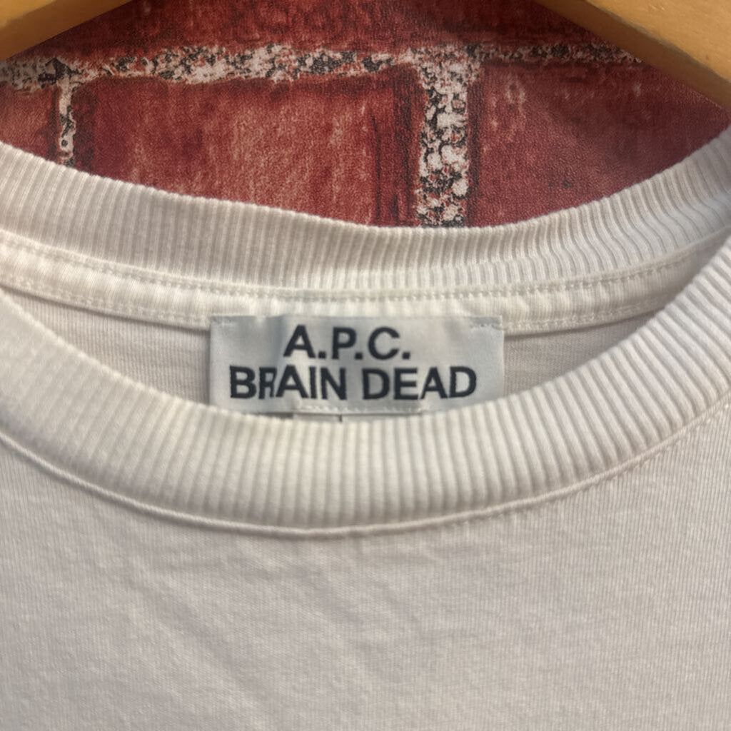 A.P.C. x Brain Dead Tee Embroidered Logo White/Black Size S