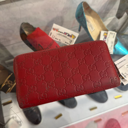 Gucci Monogrammed Wallet Zipper Red