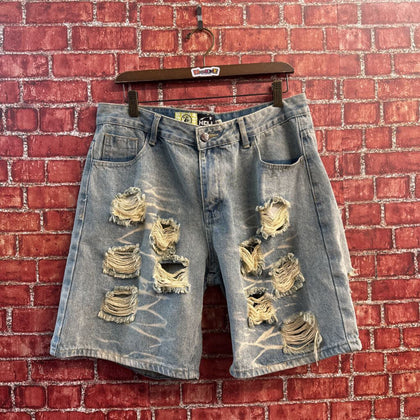 NWT Hellstar Jean Shorts Distressed Blue Size XL