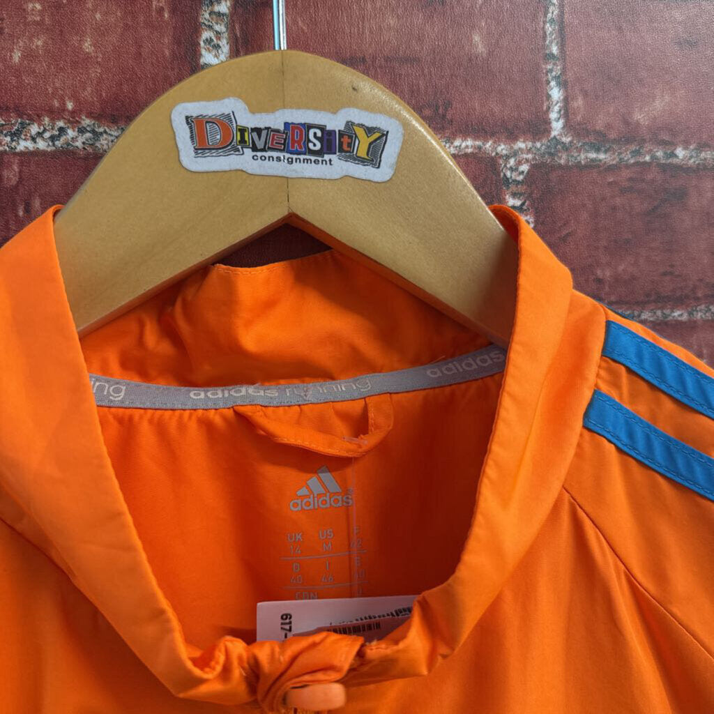 Adidas orange and blue striped sleeve zip jacket size M, additional view