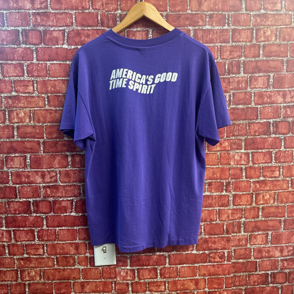The Ghost of Tony Gold purple and white band tee alternate view