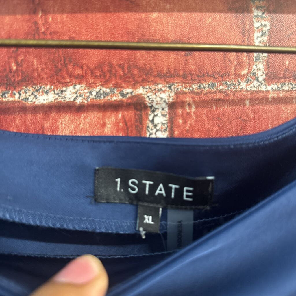 1. State Silk Midi Skirt Navy Blue Size XL