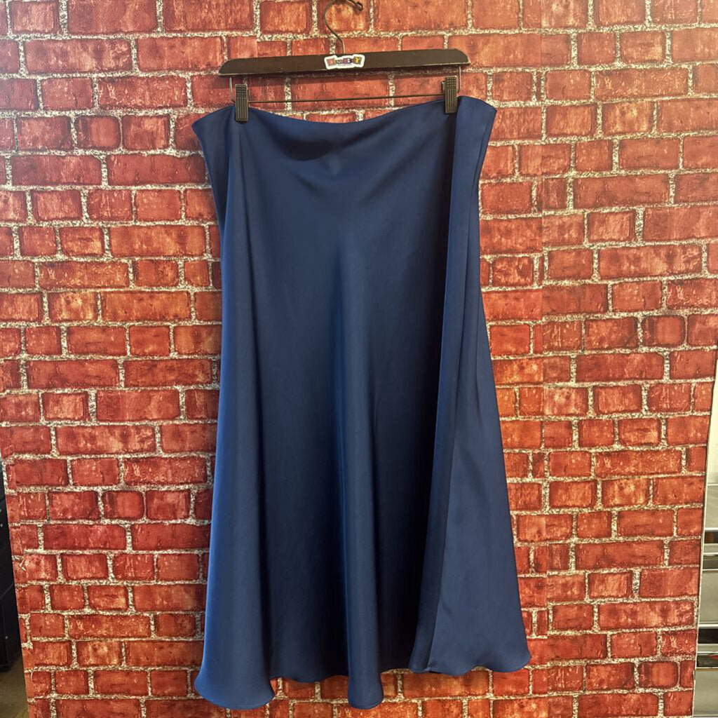 1. State Silk Midi Skirt Navy Blue Size XL