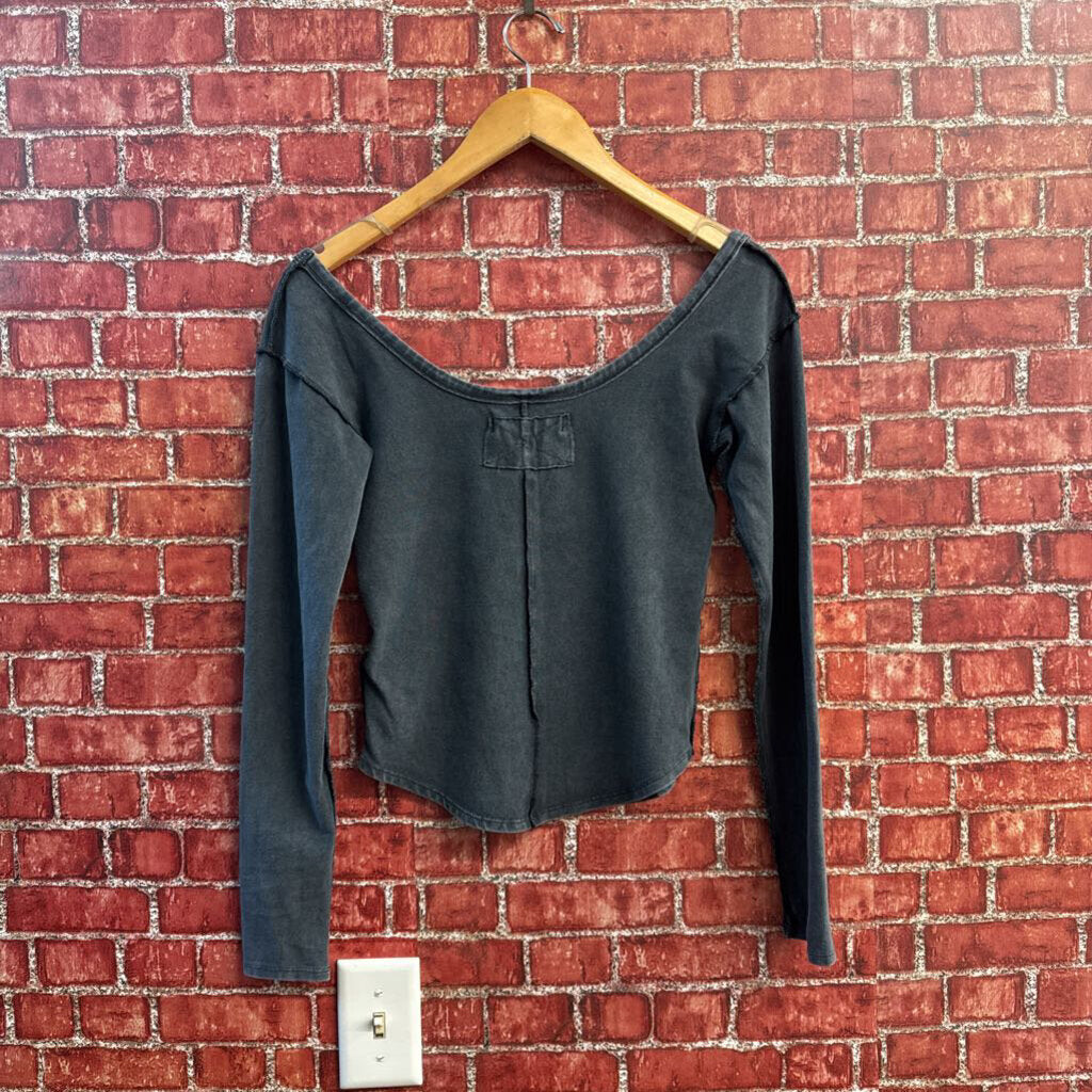 We the Free Top Long Sleeve Inside Out Seams Grey Size S