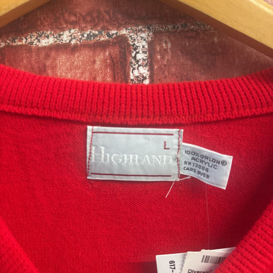 Highland Outfitters vintage red 911 car V neck sweater, additional view
