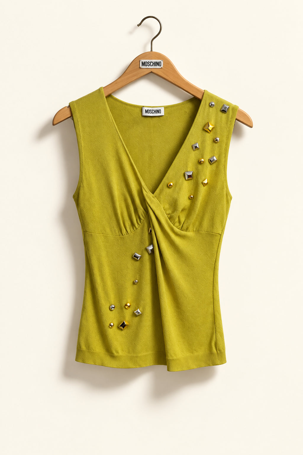 Moschino Vintage Tank Top Gems Chartreuse/Silver/Gold Size M
