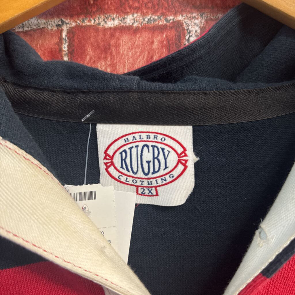 Halbro navy and red striped hooded rugby shirt size 2X, additional view