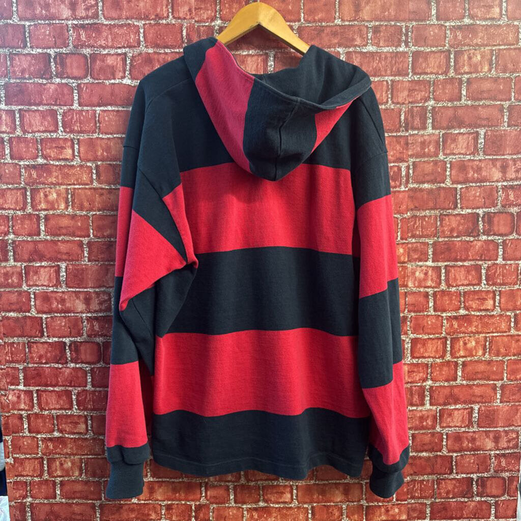 Halbro navy and red striped hooded rugby shirt size 2X, second additional view