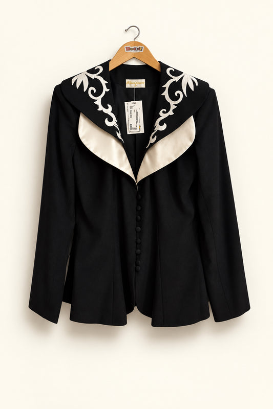 Penelope Zargoras Paris Western Collar Tuxedo Blazer Black/White