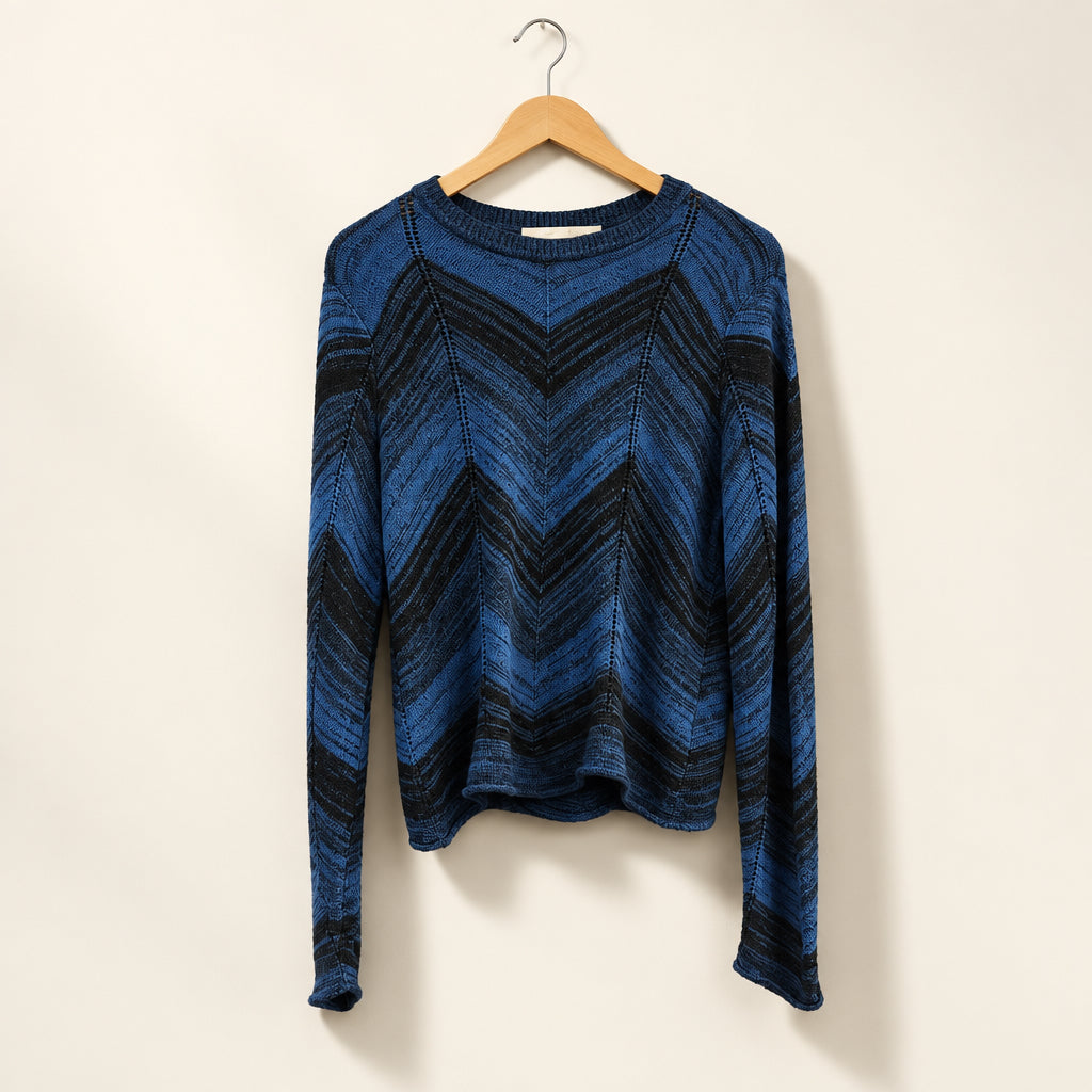 Proenza Schouler Sweater V Pattern Blue/Black Ladies Size L