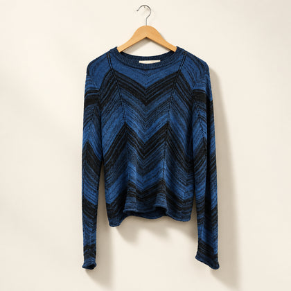 Proenza Schouler Sweater V Pattern Blue/Black Ladies Size L