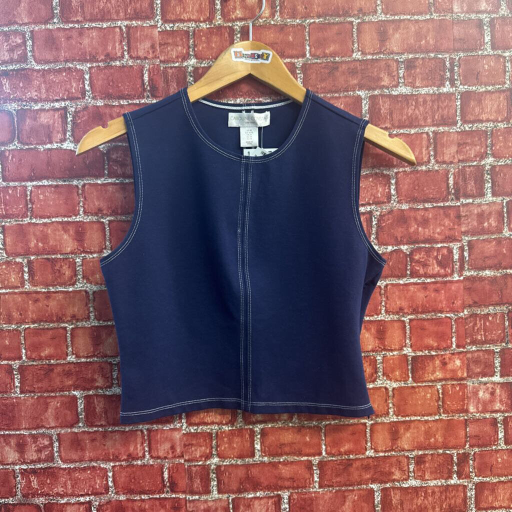 Caroline Constas Tank Double Front Stitch Navy Size M