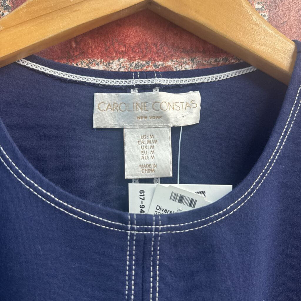Caroline Constas Tank Double Front Stitch Navy Size M