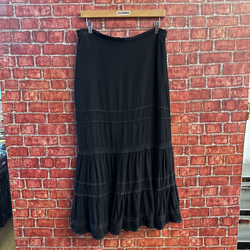Rojada Maxi Skirt Lace Trim Black Size 42