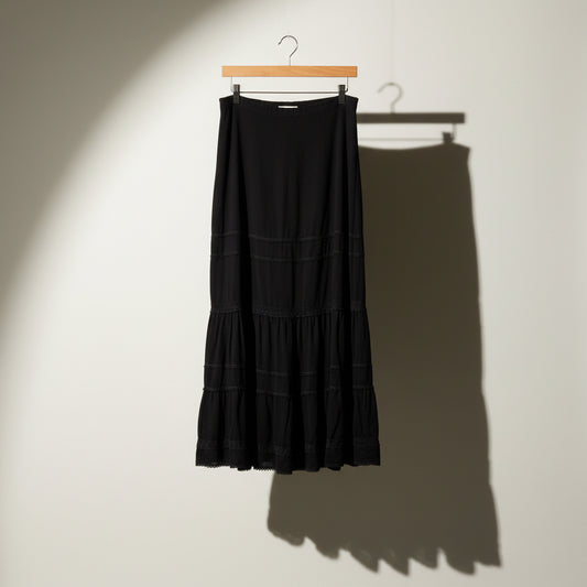 Rojada Maxi Skirt Lace Trim Black Size 42