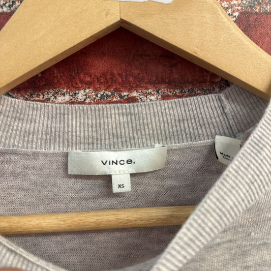 Vince. Short Sleeve Sweater Top Wool/Cashmere Blend Grey Size XS