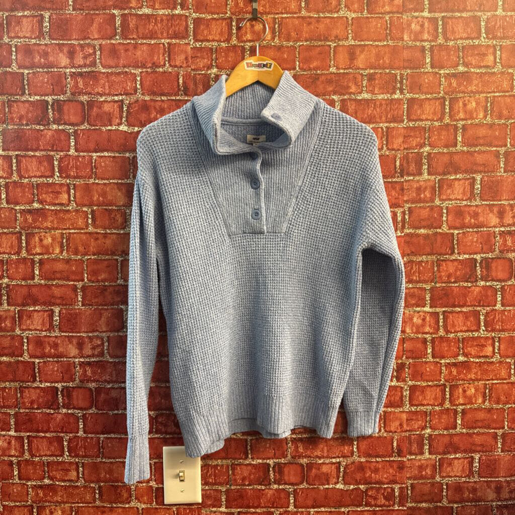 Aerie Waffle Sweater Mock Neck Knit Blue Size XXS