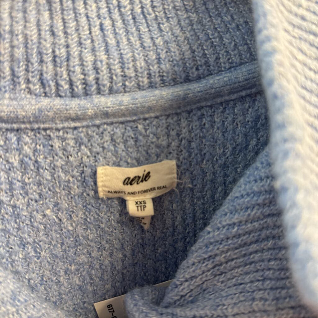 Aerie Waffle Sweater Mock Neck Knit Blue Size XXS