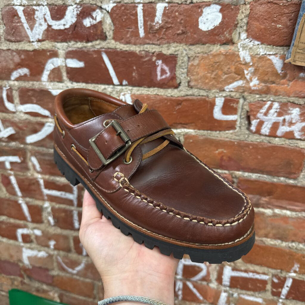 J Crew Top Strap Brown Boat Shoes Size 8M