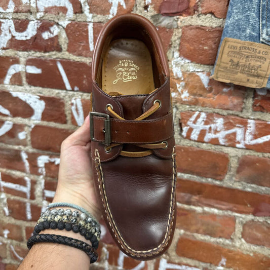J Crew Top Strap Brown Boat Shoes Size 8M
