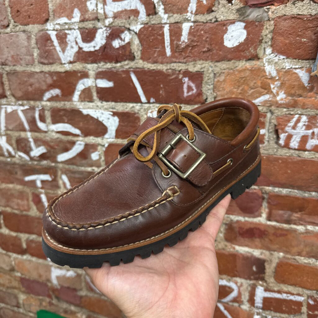 J Crew Top Strap Brown Boat Shoes Size 8M