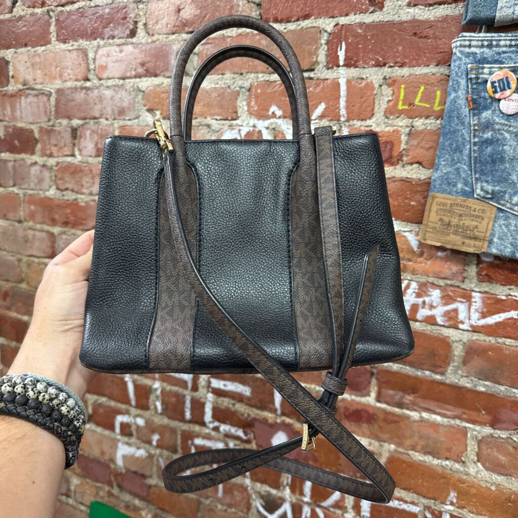 Michael Kors Black and Brown Monogram Crossbody Shoulder Bag
