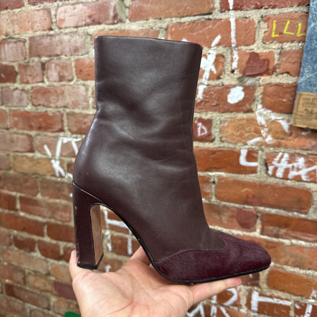 Steve Madden Brown Cow Fur Toe Ankle Boots Size 6L