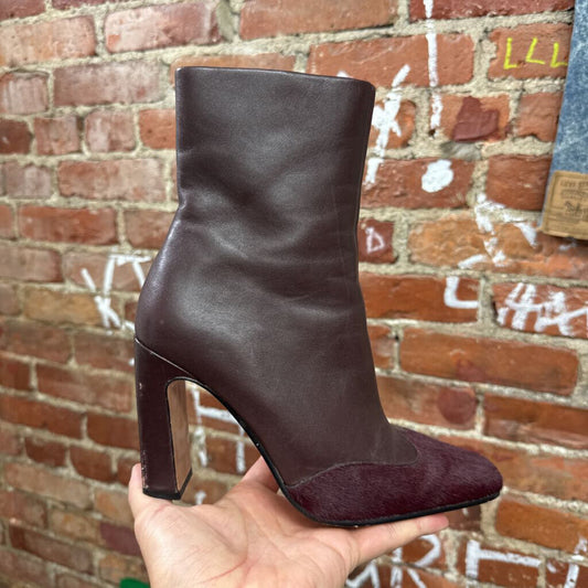 Steve Madden Brown Cow Fur Toe Ankle Boots Size 6L