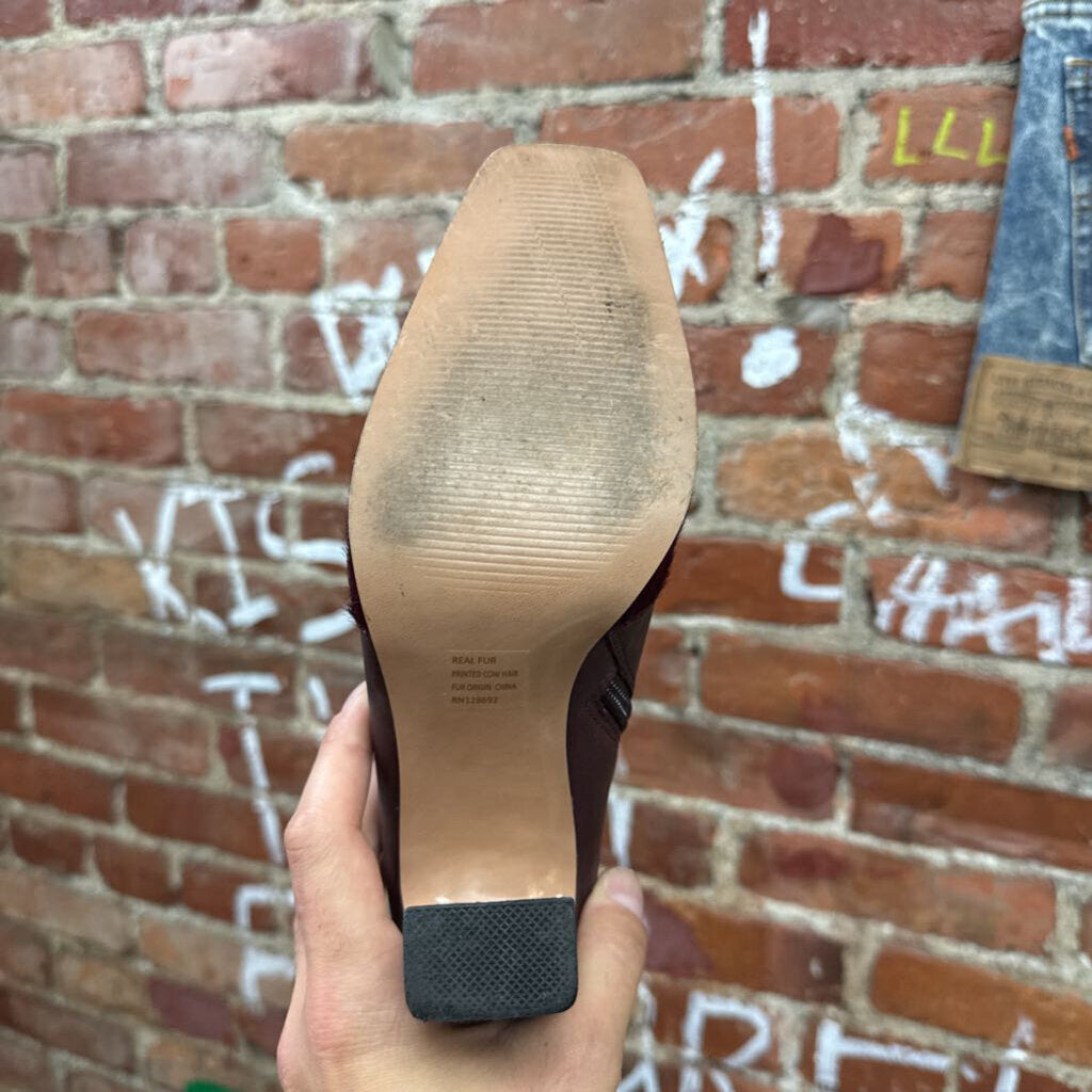Steve Madden Brown Cow Fur Toe Ankle Boots Size 6L