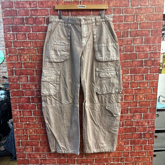 We the Free Cargo Pants Wide Leg Metallic Denim Mauve Size 29