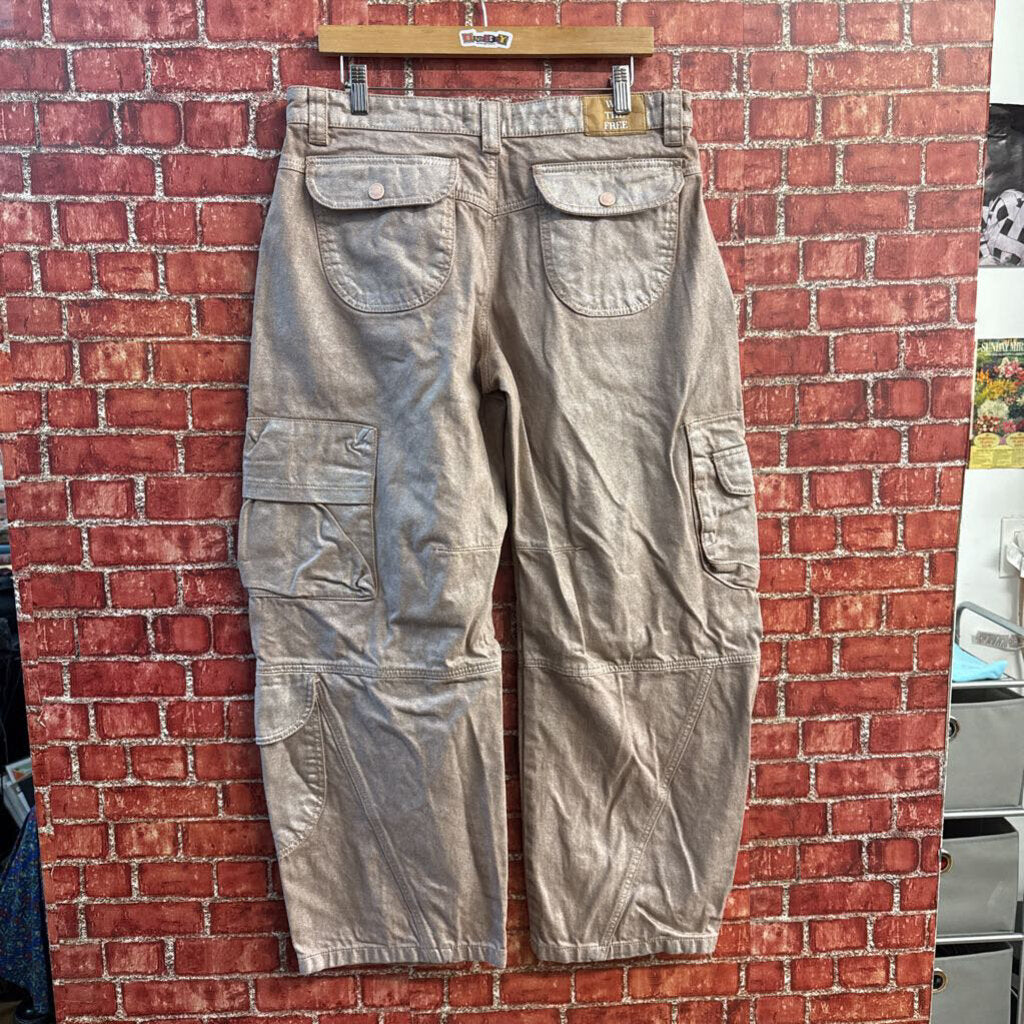 We the Free Cargo Pants Wide Leg Metallic Denim Mauve Size 29