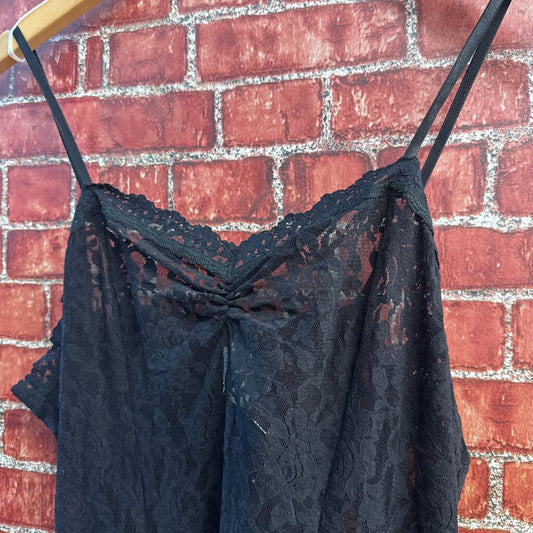 Hanky Panky Lingerie Tank Mini Dress Sheer Floral Black Size L