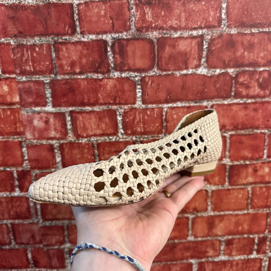 Souliers Martinez Woven Leather Nude Color Shoes Size 36