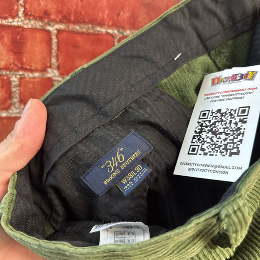 Brooks Brothers Green Corduroy Pants Size 38x30 detail view