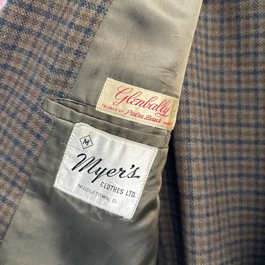 Vintage Brown Check Pattern Sport Coat Size 40R detail view