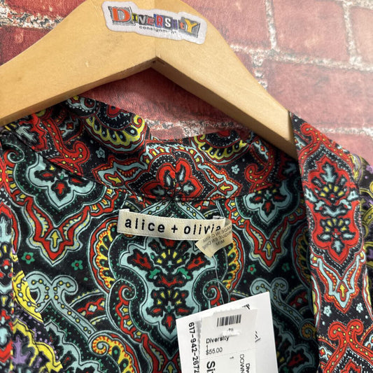 Alice + Olivia Multi Color Paisley Top Size M detail view