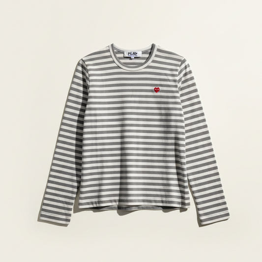 Comme des Garçons PLAY Long Sleeve Stripes Grey/White Size M